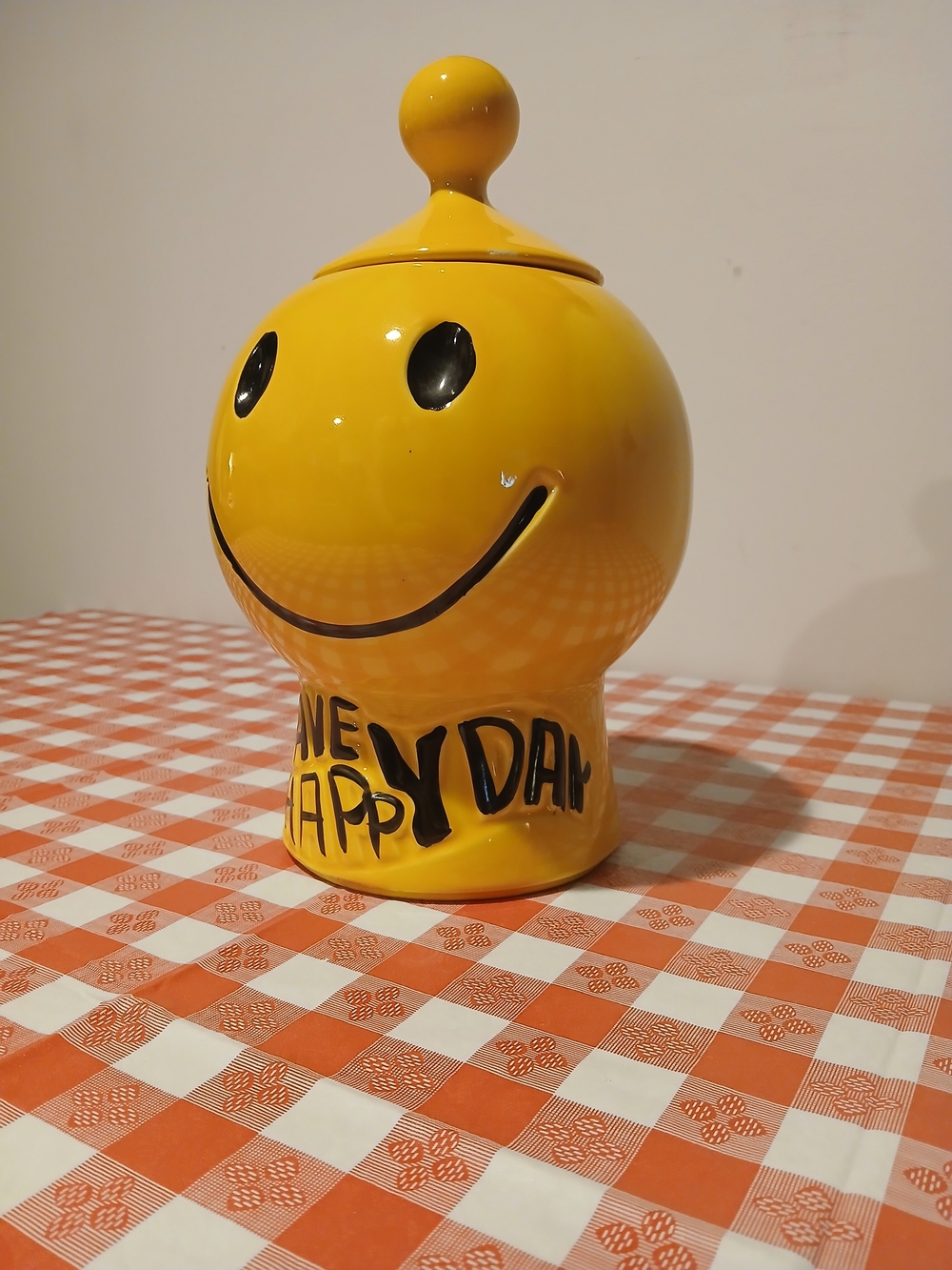 Vintage 70's McCoy USA Smiley Face Ceramic Cookie Jar